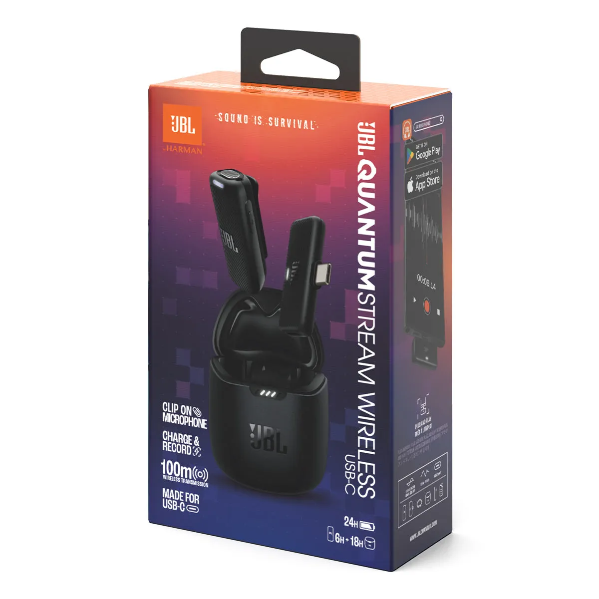 JBL Quantum Stream Wireless Wearable Streaming Microphone - USB-C (Black)