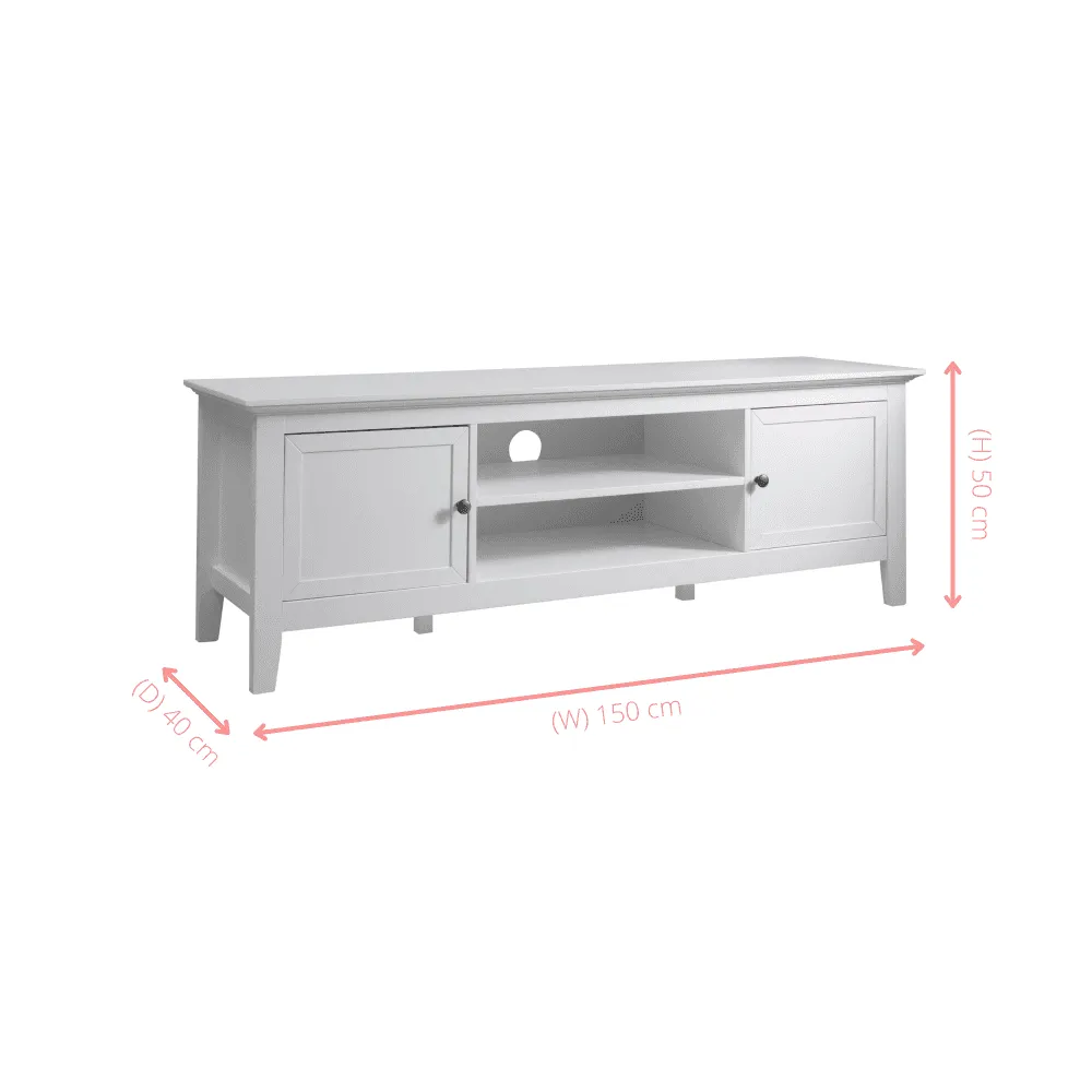 Karlstad TV Unit with Cupboards in Classic White