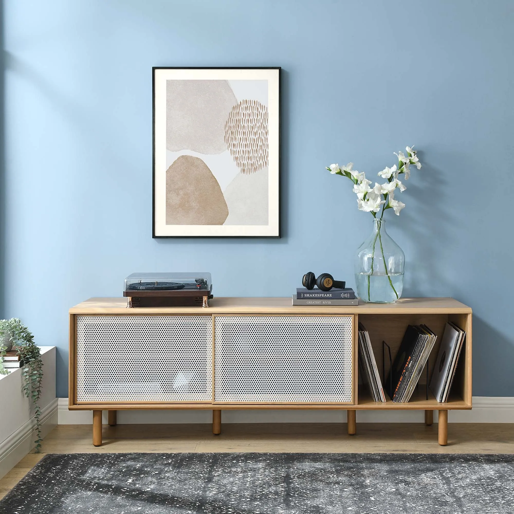 Kurtis 67" TV and Vinyl Record Stand by Modway