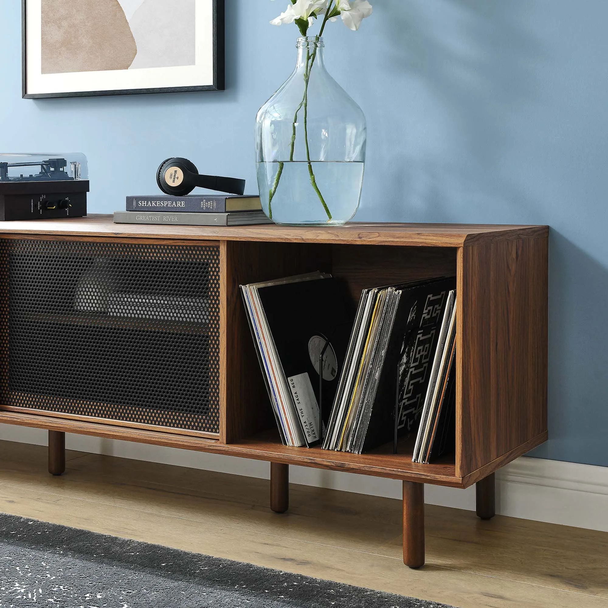 Kurtis 67" TV and Vinyl Record Stand by Modway