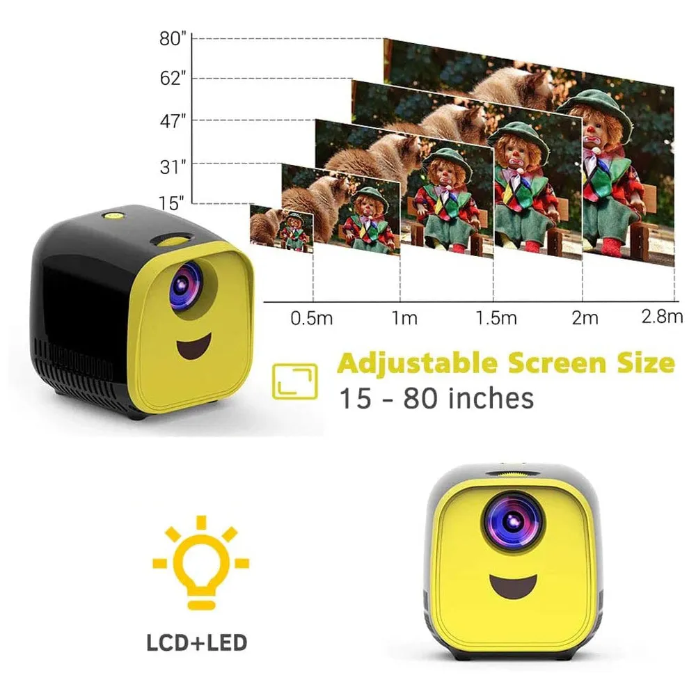 L1 Basic LED Home Entertainment Kids Projector Portable Design  [480 x 320] [1000 Lumens] [ Built-in Speaker ]