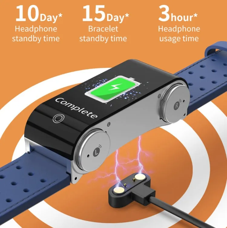 L890 1.14 inch TFT Color Screen Sports Bracelet with Bluetooth Headset, Support Call Reminder/Heart Rate Measurement/Blood Pressure Monitoring/Body Temperature Measurement(Blue)
