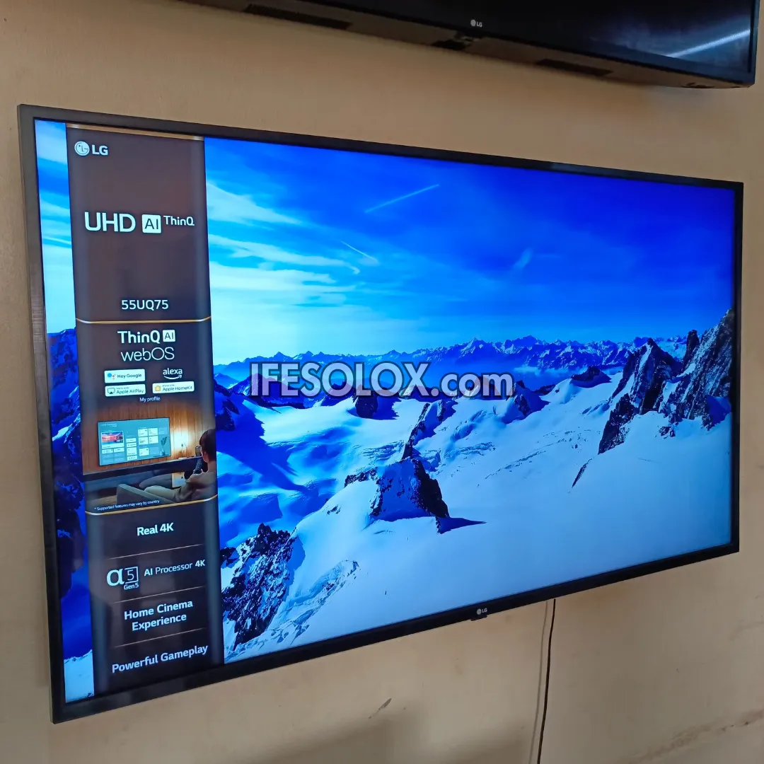 LG 55 inch UQ75 Series Thinq AI webOS Smart 4K UHD HDR10 Pro TV (Bluetooth, WiFi, Miracast, AirPlay) - Foreign Used