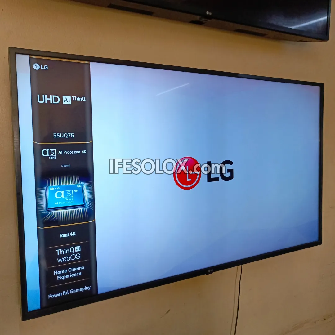LG 55 inch UQ75 Series Thinq AI webOS Smart 4K UHD HDR10 Pro TV (Bluetooth, WiFi, Miracast, AirPlay) - Foreign Used