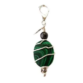 Malachite Healing Dog Collar Charm Pawmulet
