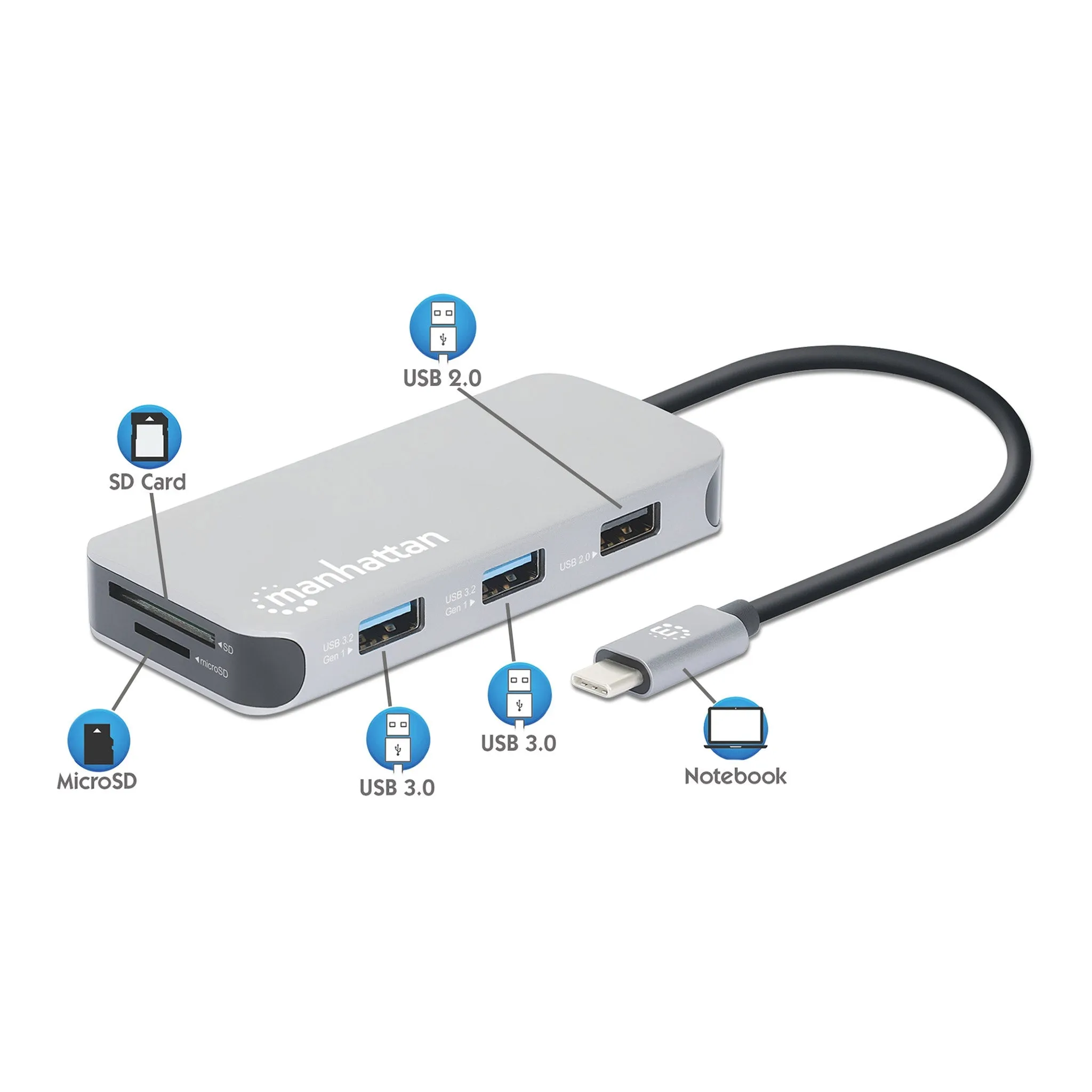 Manhattan 130615 8-in-1 USB-C Docking Station with Power Delivery