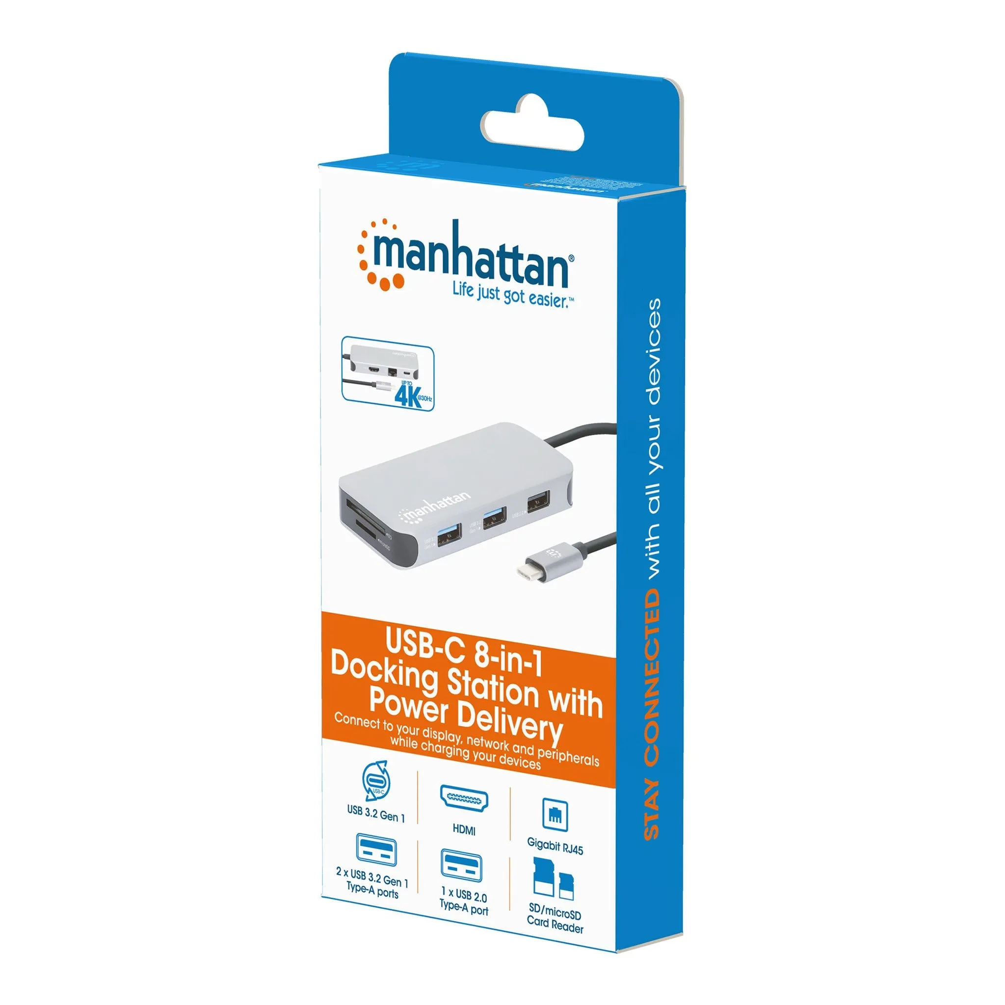 Manhattan 130615 8-in-1 USB-C Docking Station with Power Delivery