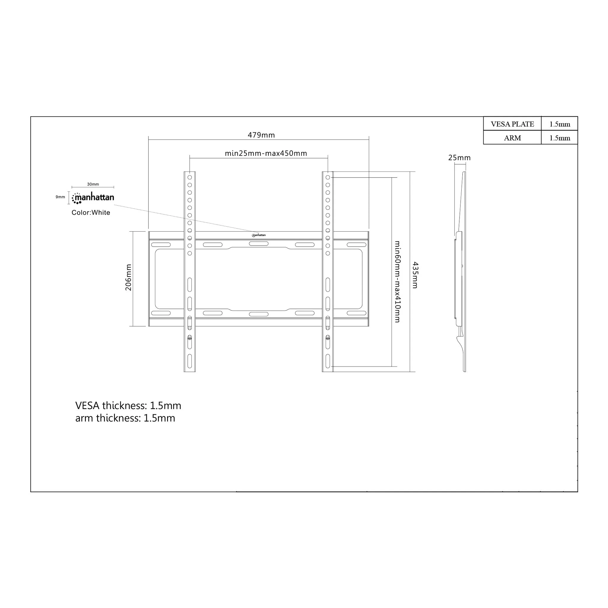 Manhattan 460934 32" to 55" Universal Flat-Panel TV Low-Profile Wall Mount