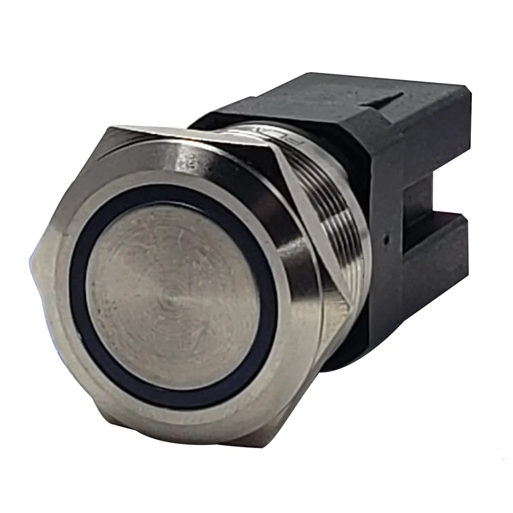 Marine Push Button Switch - Blue LED - 20A - Stainless Steel