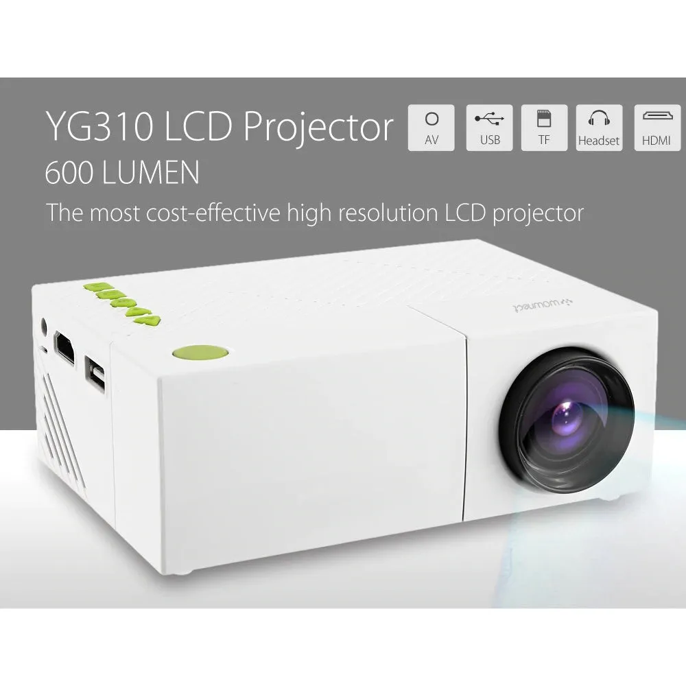 Mini Home Theater Projector YG-300 LCD LED Projector 400-600 Lumens Support 1080P with 1300mAH Battery In-Built Portable Home Cinema Projector