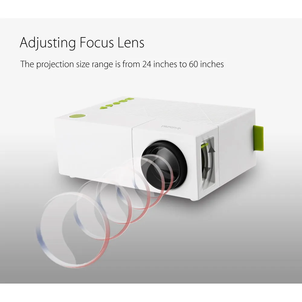 Mini Home Theater Projector YG-300 LCD LED Projector 400-600 Lumens Support 1080P with 1300mAH Battery In-Built Portable Home Cinema Projector