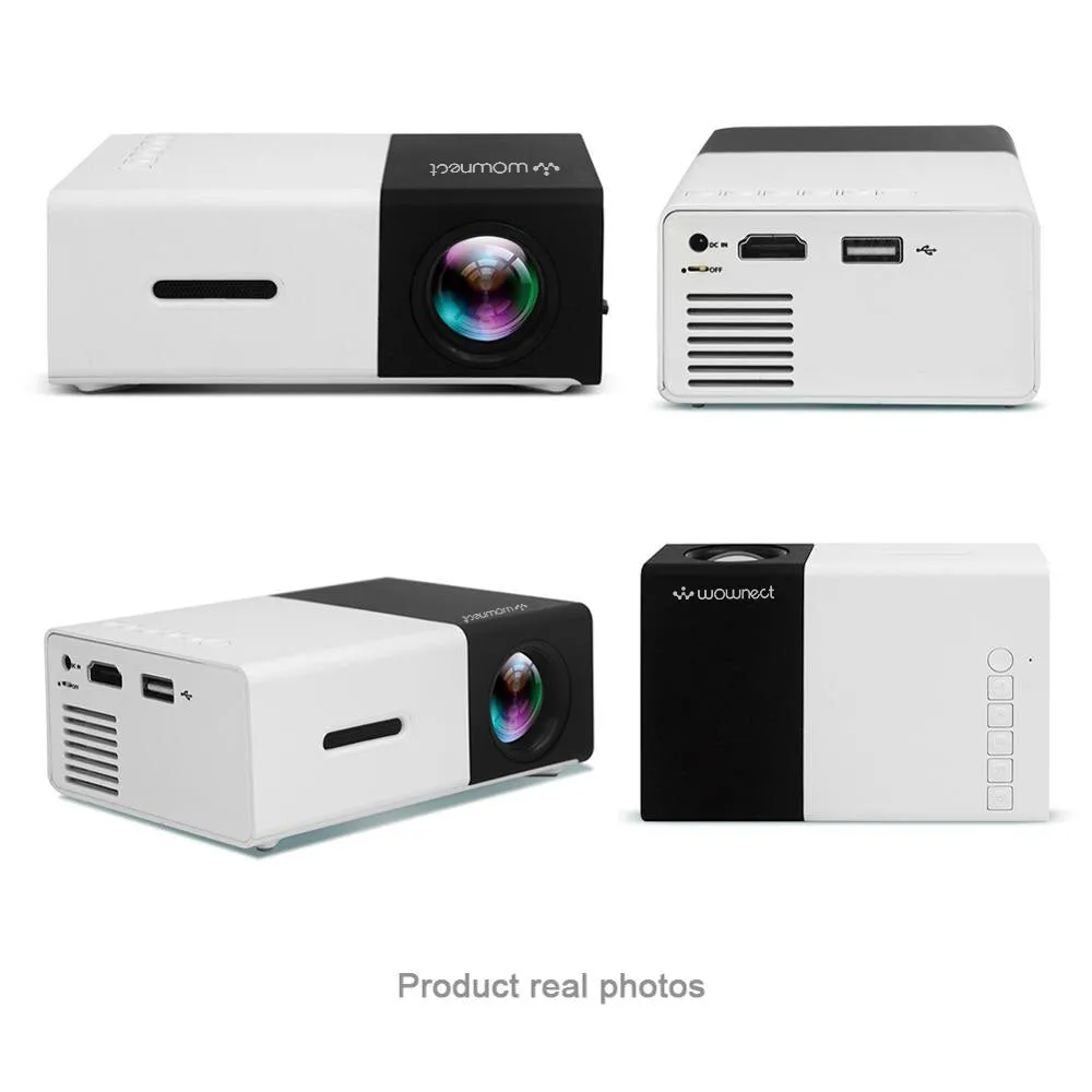 Mini Home Theater Projector YG-300 LCD LED Projector 400-600 Lumens Support 1080P with 1300mAH Battery In-Built Portable Home Cinema Projector