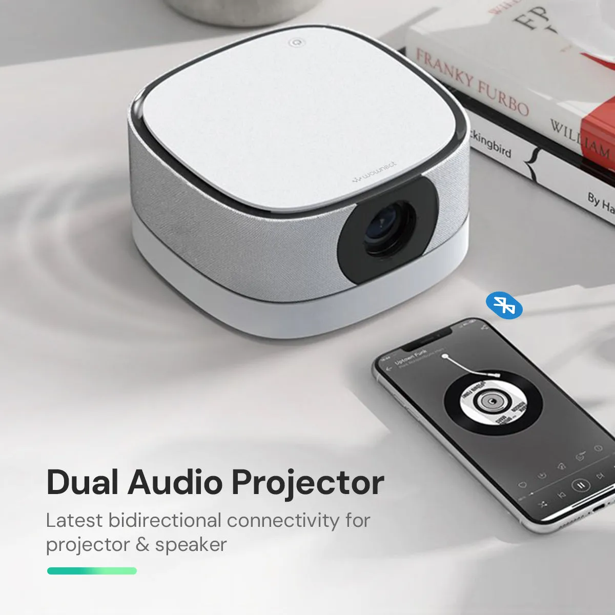 Mini Portable Projector with 5G WiFi & Bluetooth [ Battery Powered Projector] 300 ANSI Smart Projector 4K Support 1080P | Home Video Projector