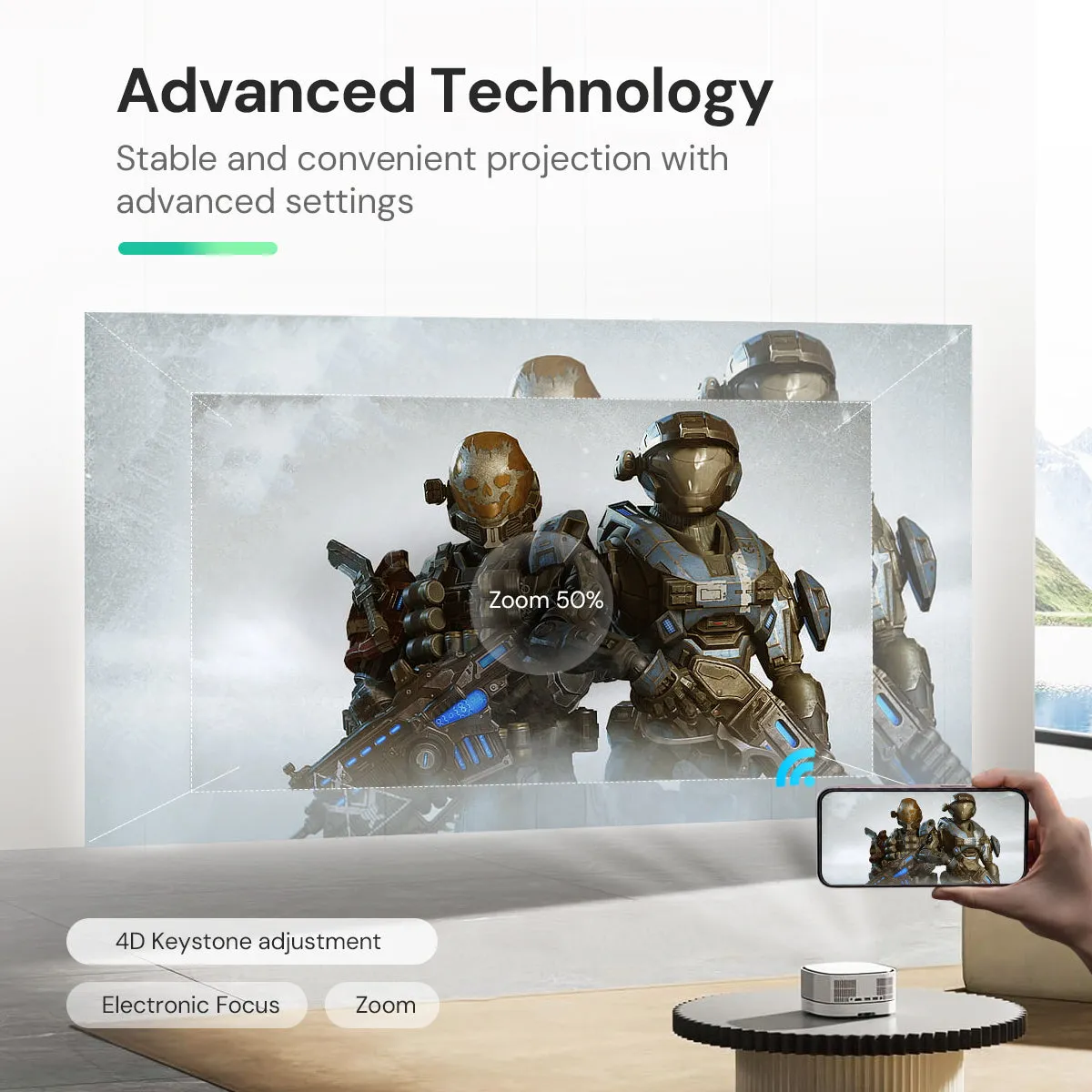 Mini Portable Projector with 5G WiFi & Bluetooth [ Battery Powered Projector] 300 ANSI Smart Projector 4K Support 1080P | Home Video Projector