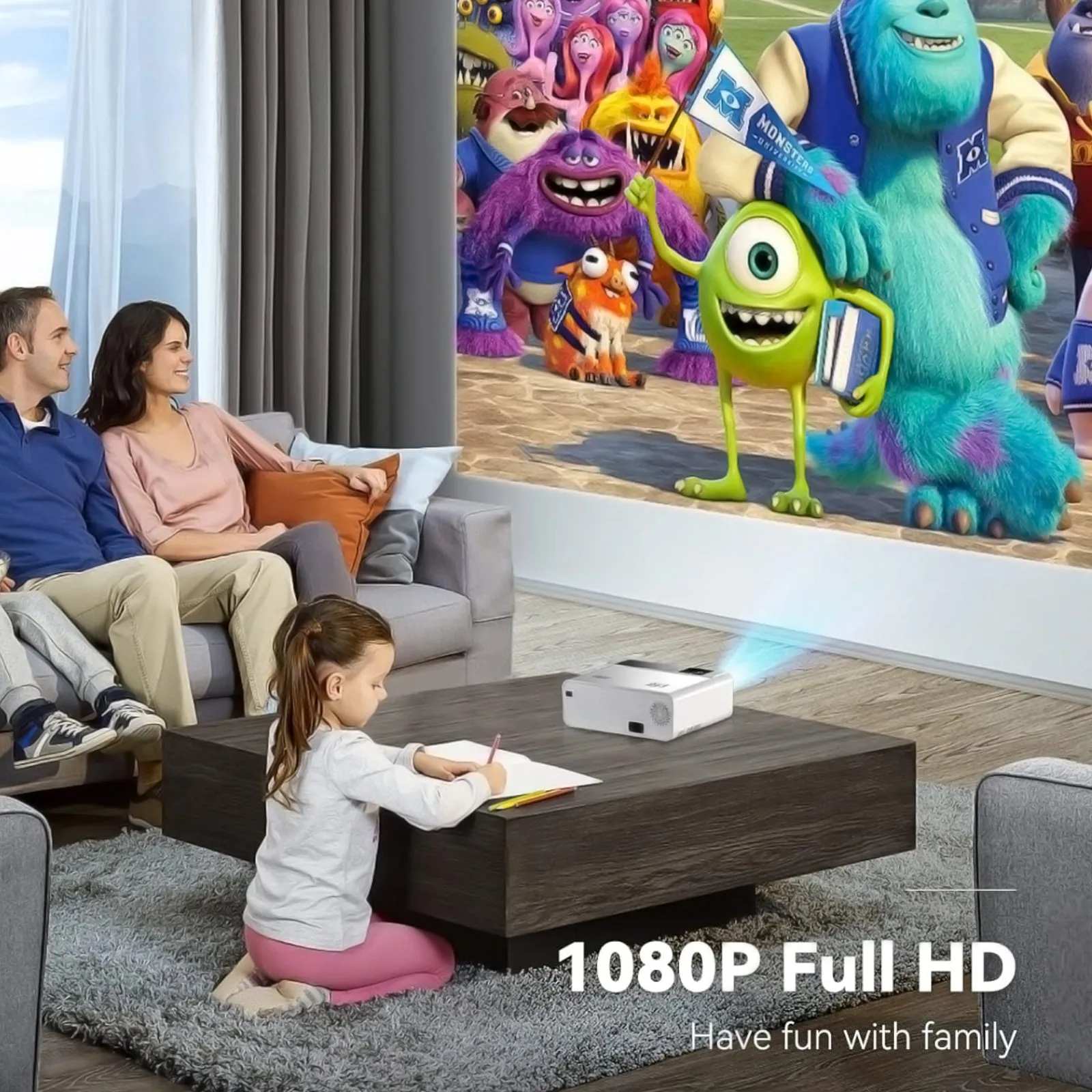 Mini Wifi Projector |150 ANSI/Screen Size upto 120inch| Native Res 800x480P| Wireless Screen Mirroring Home Theater Portable Projectors