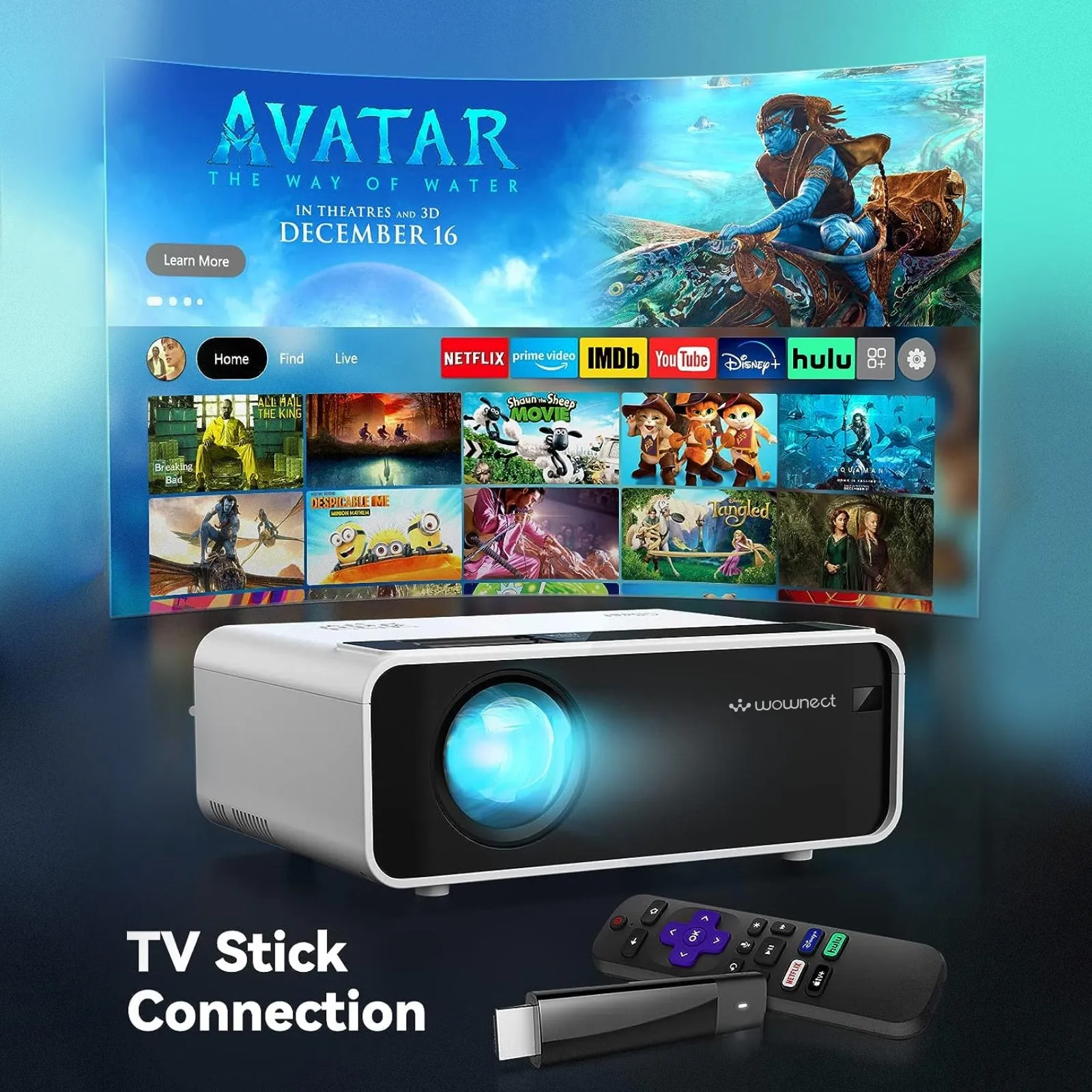Mini Wifi Projector |150 ANSI/Screen Size upto 120inch| Native Res 800x480P| Wireless Screen Mirroring Home Theater Portable Projectors
