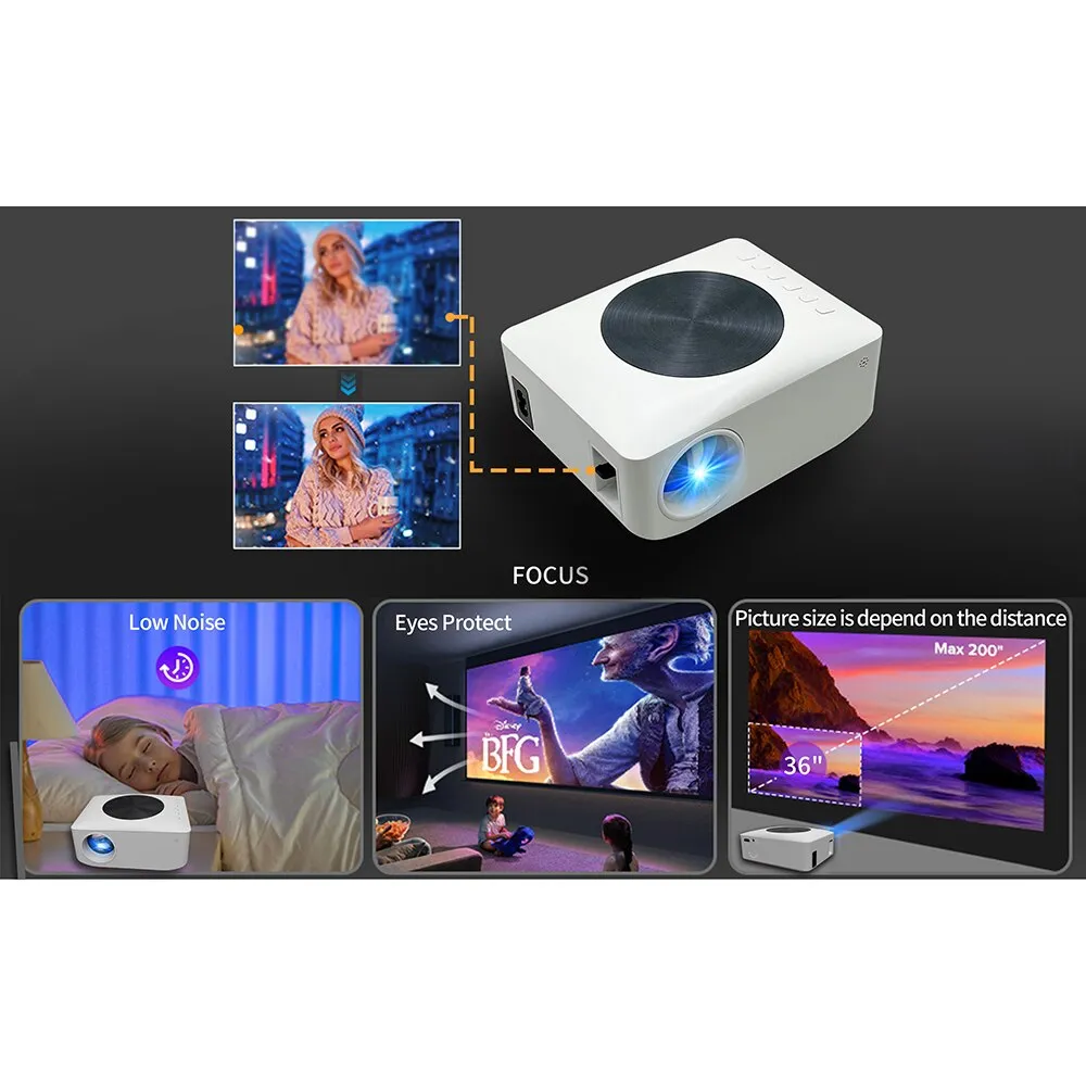 Mini WiFi Projector |1500 Lumens/Screen Size upto 100inch|Native Res 800x480P|Wireless Screen Mirroring Home Theater Video Projectors
