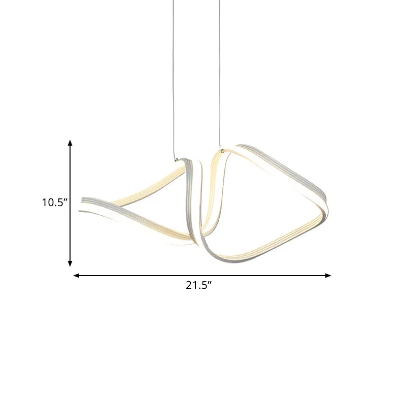 Minimalist Acrylic Twisted Chandelier LED Hanging Ceiling Lamp in Warm/White Light - White Finish