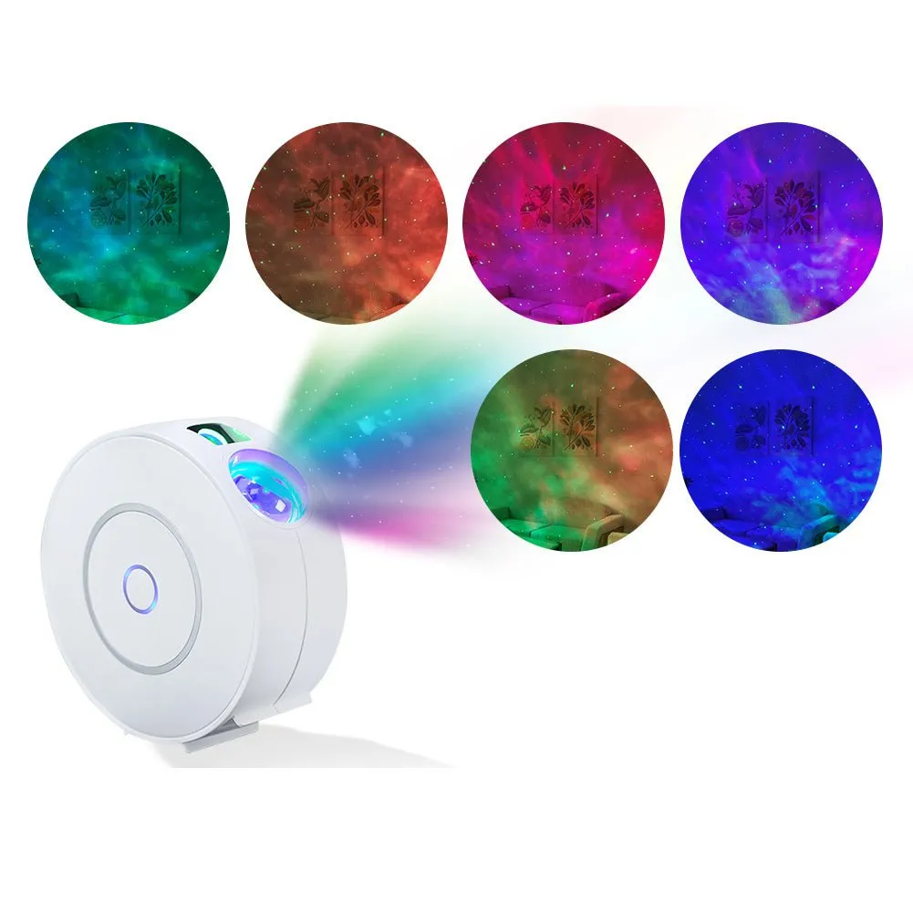 MOES WiFi Smart Round Star Projector with Galaxy Nebula Cloud/Moving Ocean Wave Star Sky