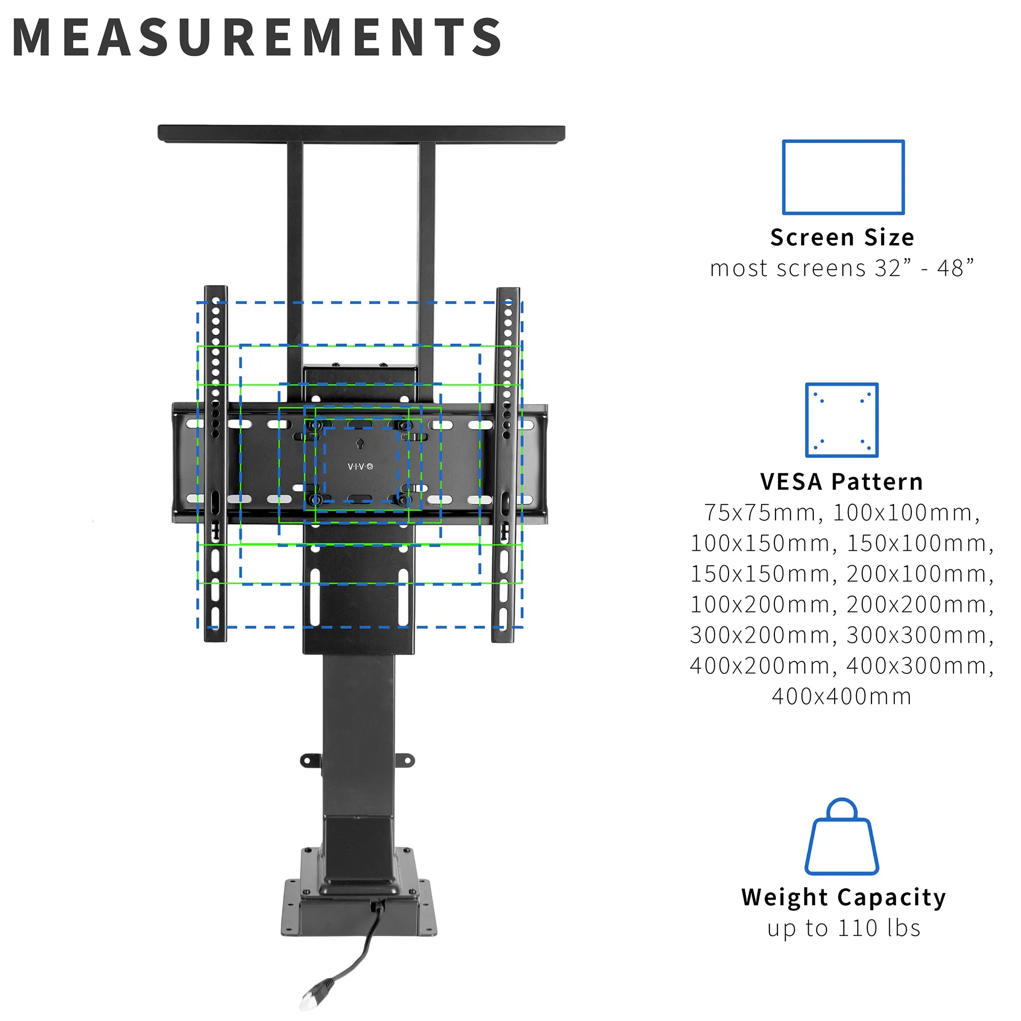 Motorized TV Stand for 32" to 48" TVs