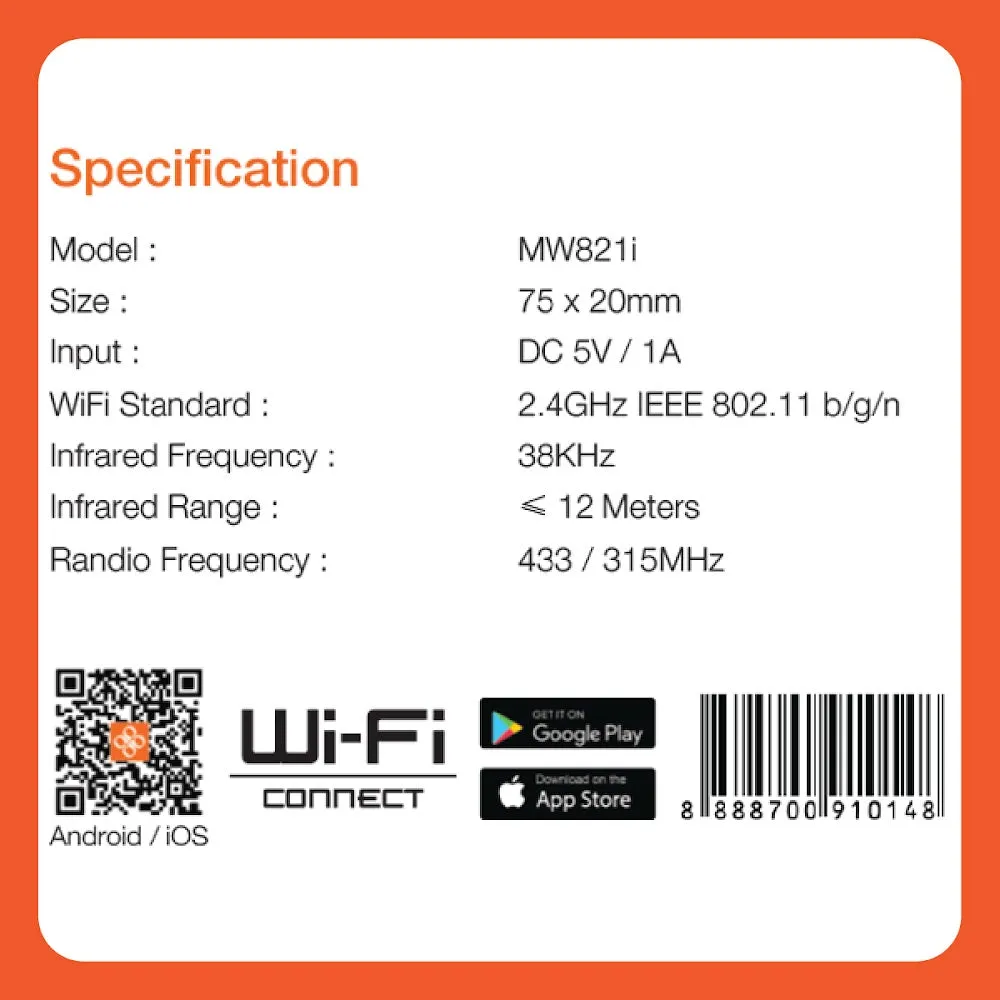 MOWE MW821i Universal IR RF Remote Control