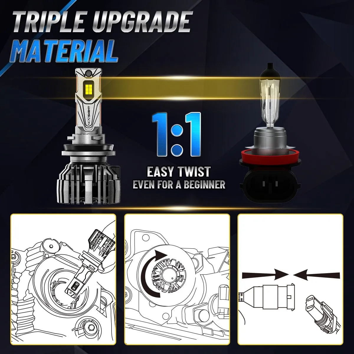 N67 Pro Series | H4 H7 H11 9005 9006 LED Bulb Intelligent Cooling System 140W 30000LM 6500K | 2 Bulbs