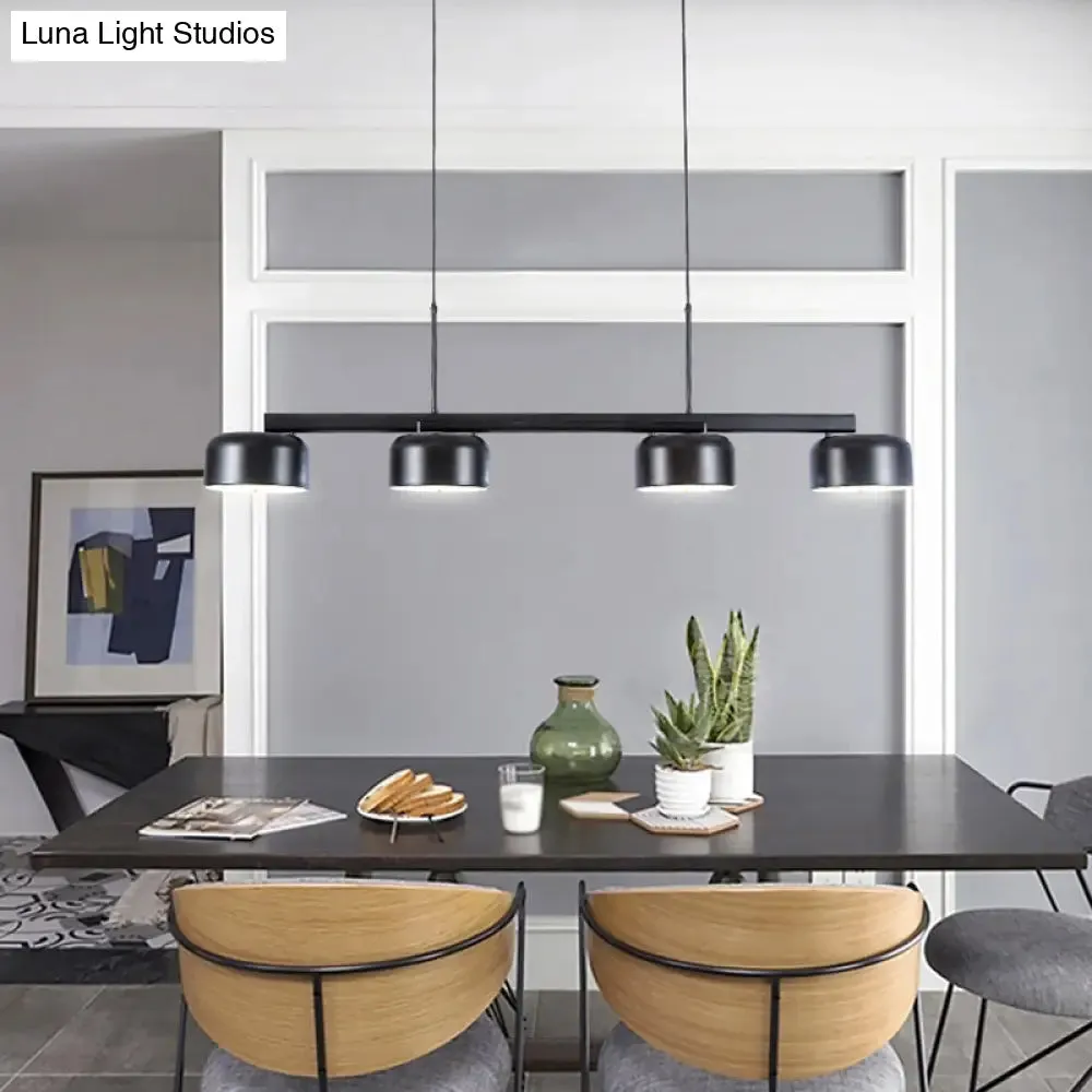 Nordic LED Diner Island Lamp: 4-Light Hanging Fixture with Acrylic Shade