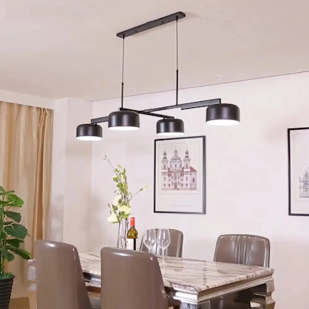 Nordic LED Diner Island Lamp: 4-Light Hanging Fixture with Acrylic Shade