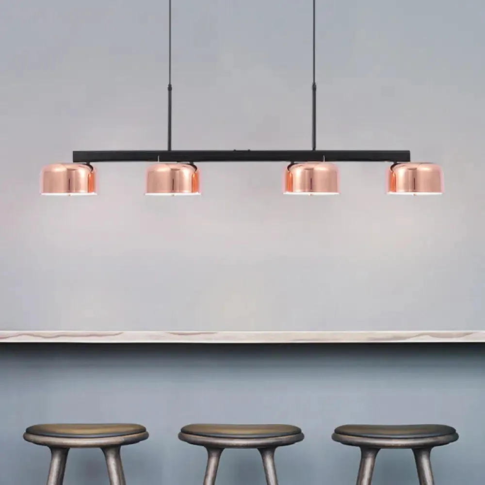 Nordic LED Diner Island Lamp: 4-Light Hanging Fixture with Acrylic Shade