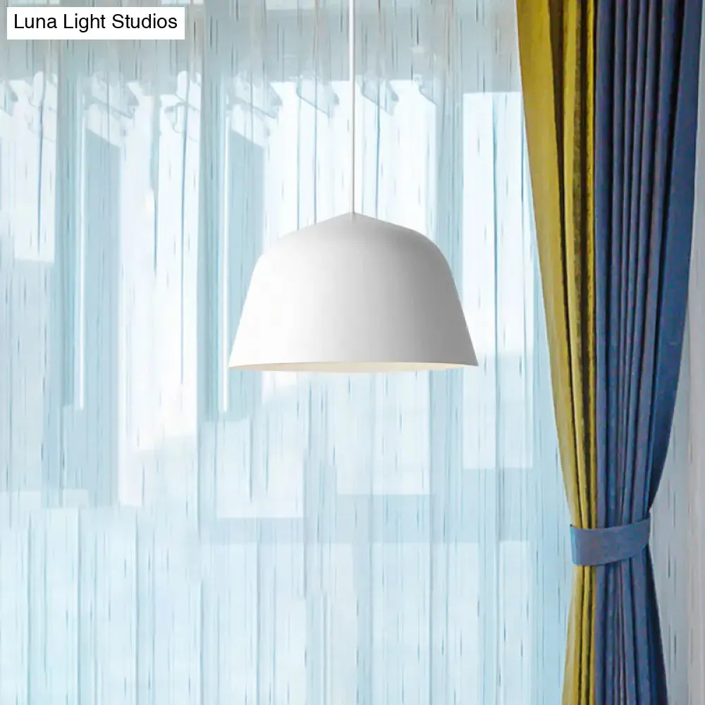 Nordic Style Dome Hanging Shade Ceiling 1 Light Metal Pendant Lamp in Black/Green for Bedroom