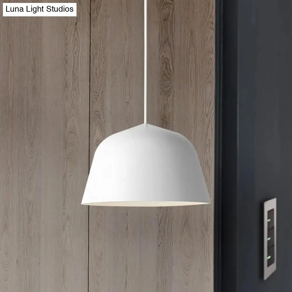 Nordic Style Dome Hanging Shade Ceiling 1 Light Metal Pendant Lamp in Black/Green for Bedroom