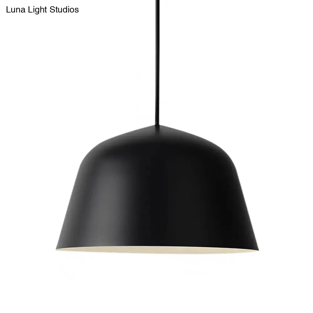 Nordic Style Dome Hanging Shade Ceiling 1 Light Metal Pendant Lamp in Black/Green for Bedroom