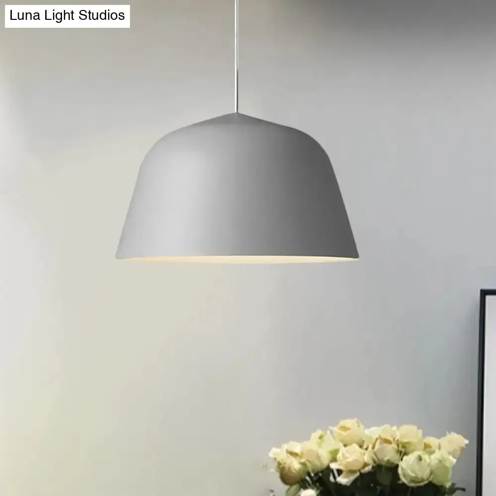 Nordic Style Dome Hanging Shade Ceiling 1 Light Metal Pendant Lamp in Black/Green for Bedroom