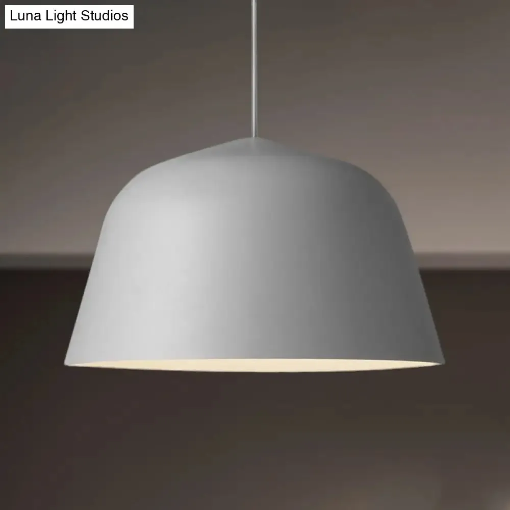 Nordic Style Dome Hanging Shade Ceiling 1 Light Metal Pendant Lamp in Black/Green for Bedroom