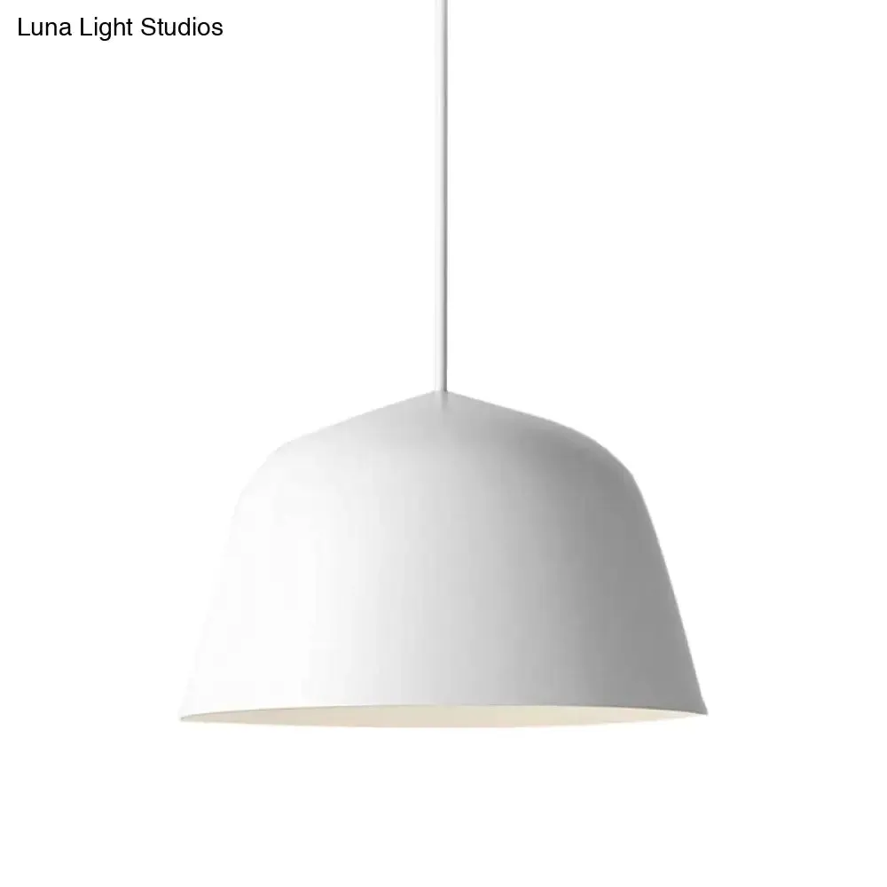 Nordic Style Dome Hanging Shade Ceiling 1 Light Metal Pendant Lamp in Black/Green for Bedroom