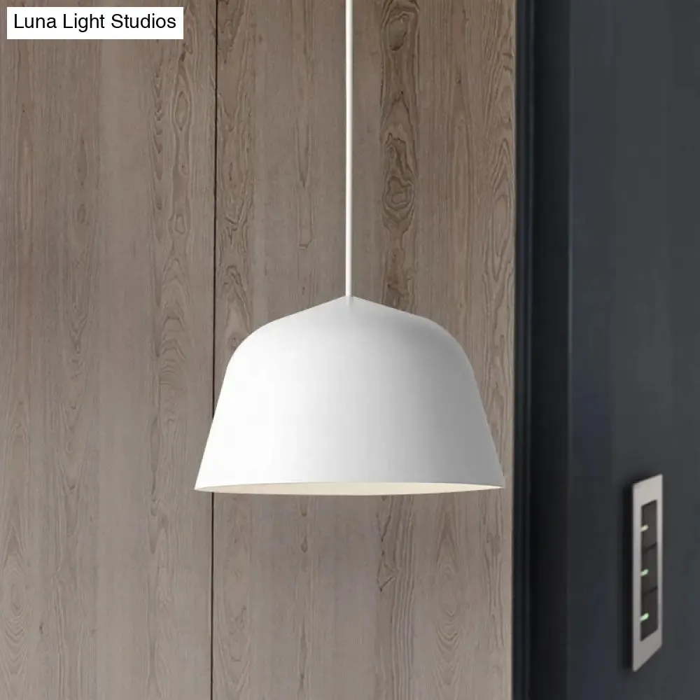 Nordic Style Dome Hanging Shade Ceiling 1 Light Metal Pendant Lamp in Black/Green for Bedroom
