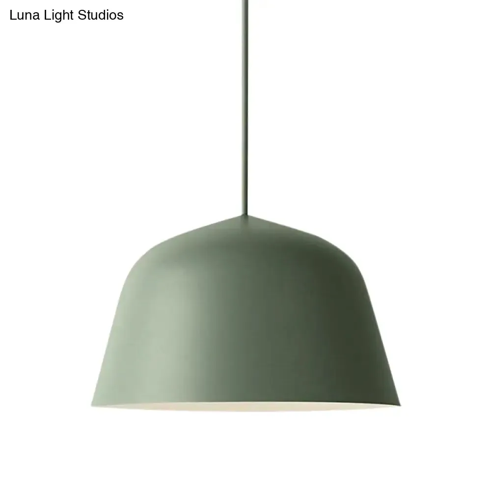 Nordic Style Dome Hanging Shade Ceiling 1 Light Metal Pendant Lamp in Black/Green for Bedroom