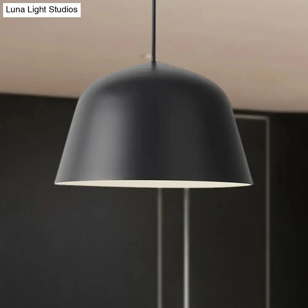Nordic Style Dome Hanging Shade Ceiling 1 Light Metal Pendant Lamp in Black/Green for Bedroom
