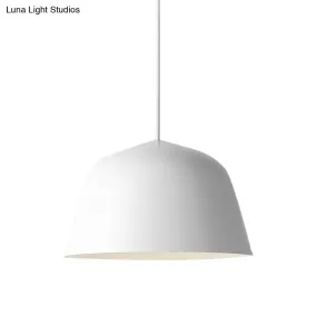 Nordic Style Dome Hanging Shade Ceiling 1 Light Metal Pendant Lamp in Black/Green for Bedroom