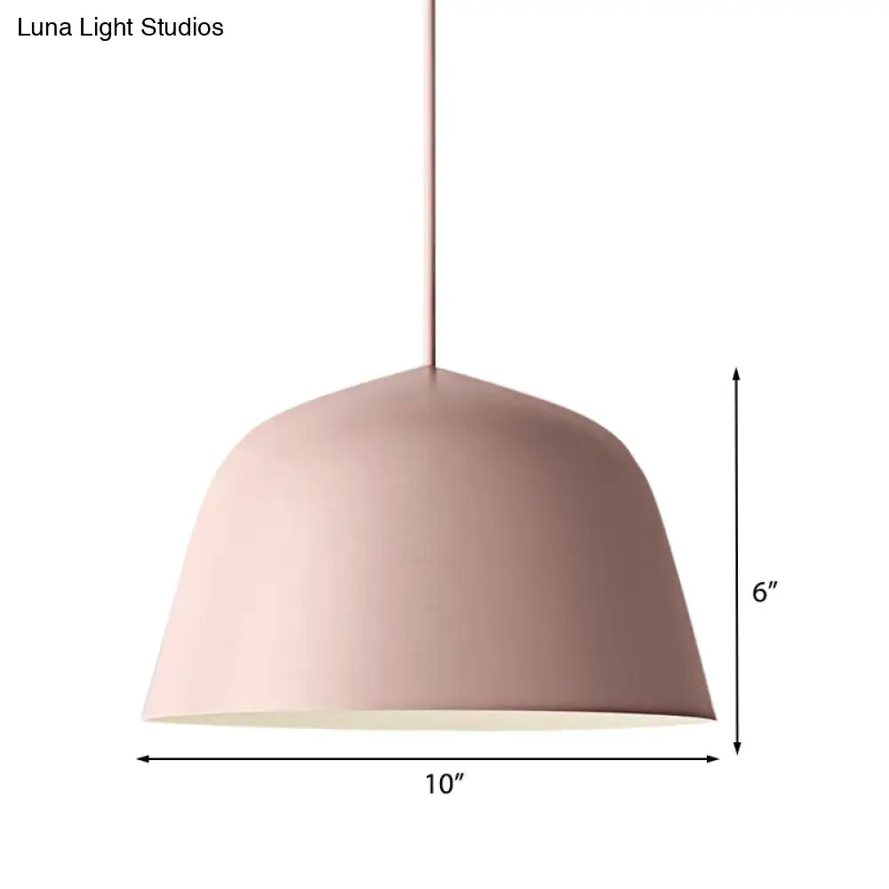 Nordic Style Dome Hanging Shade Ceiling 1 Light Metal Pendant Lamp in Black/Green for Bedroom
