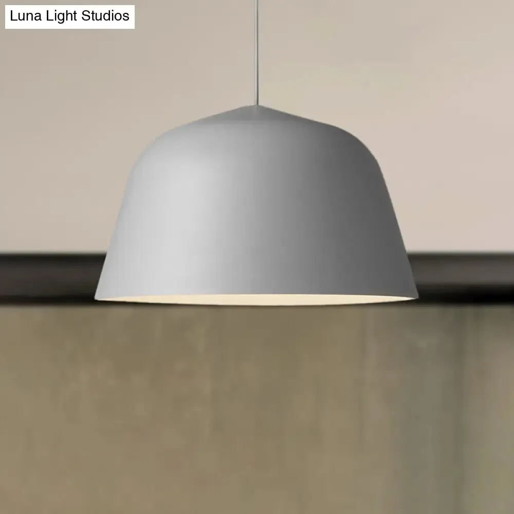 Nordic Style Dome Hanging Shade Ceiling 1 Light Metal Pendant Lamp in Black/Green for Bedroom