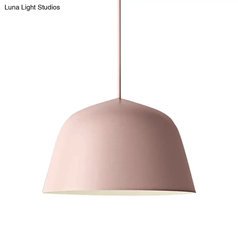 Nordic Style Dome Hanging Shade Ceiling 1 Light Metal Pendant Lamp in Black/Green for Bedroom