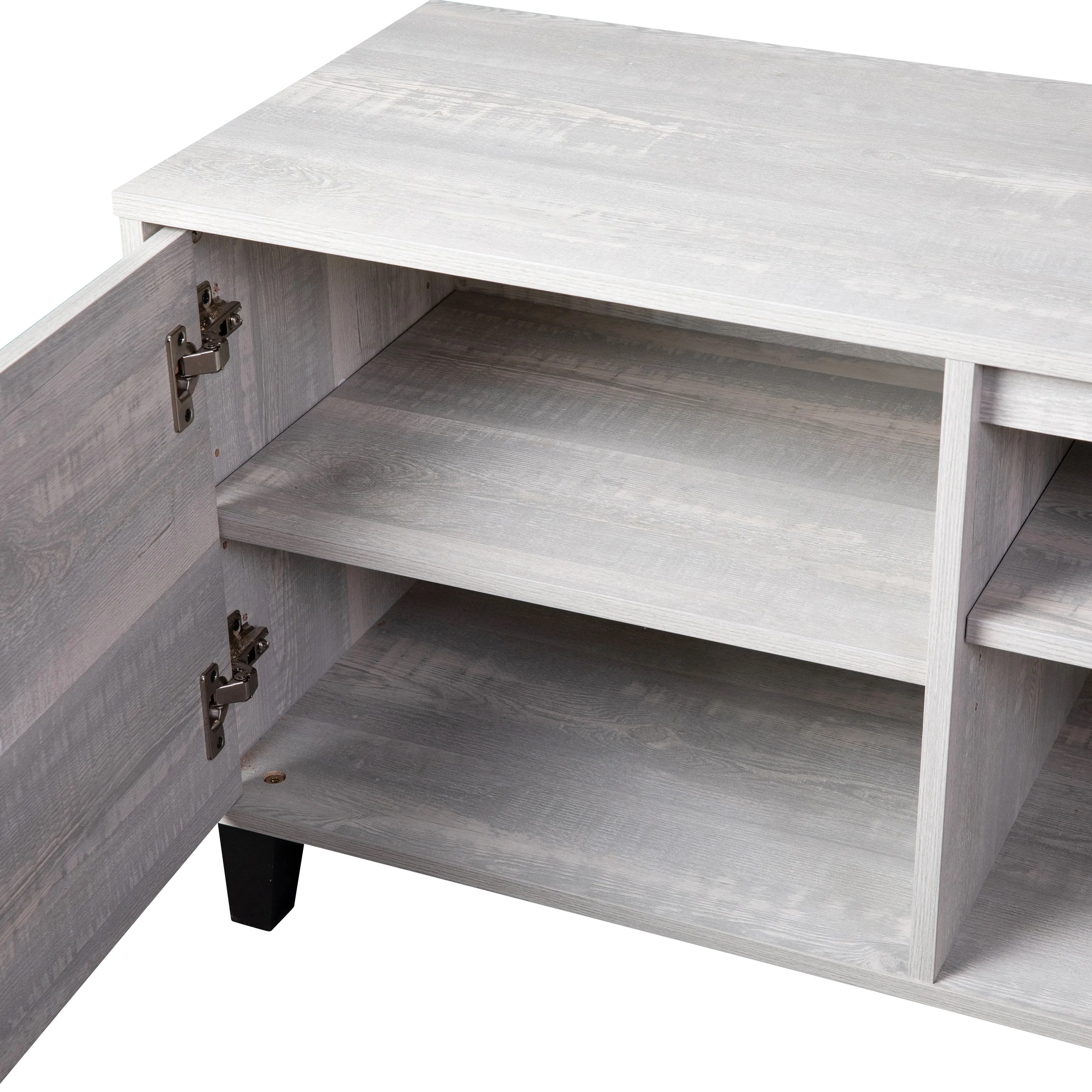 Olive 70" Mid-Century Modern Media Console with Adjustable Shelves, Gray