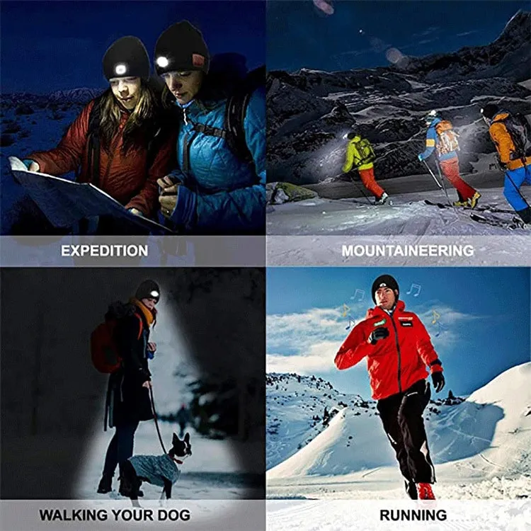 Outdoor Night Running Night Fishing LED Light Illumination Bluetooth 5.0 Knitted Hat (Black)