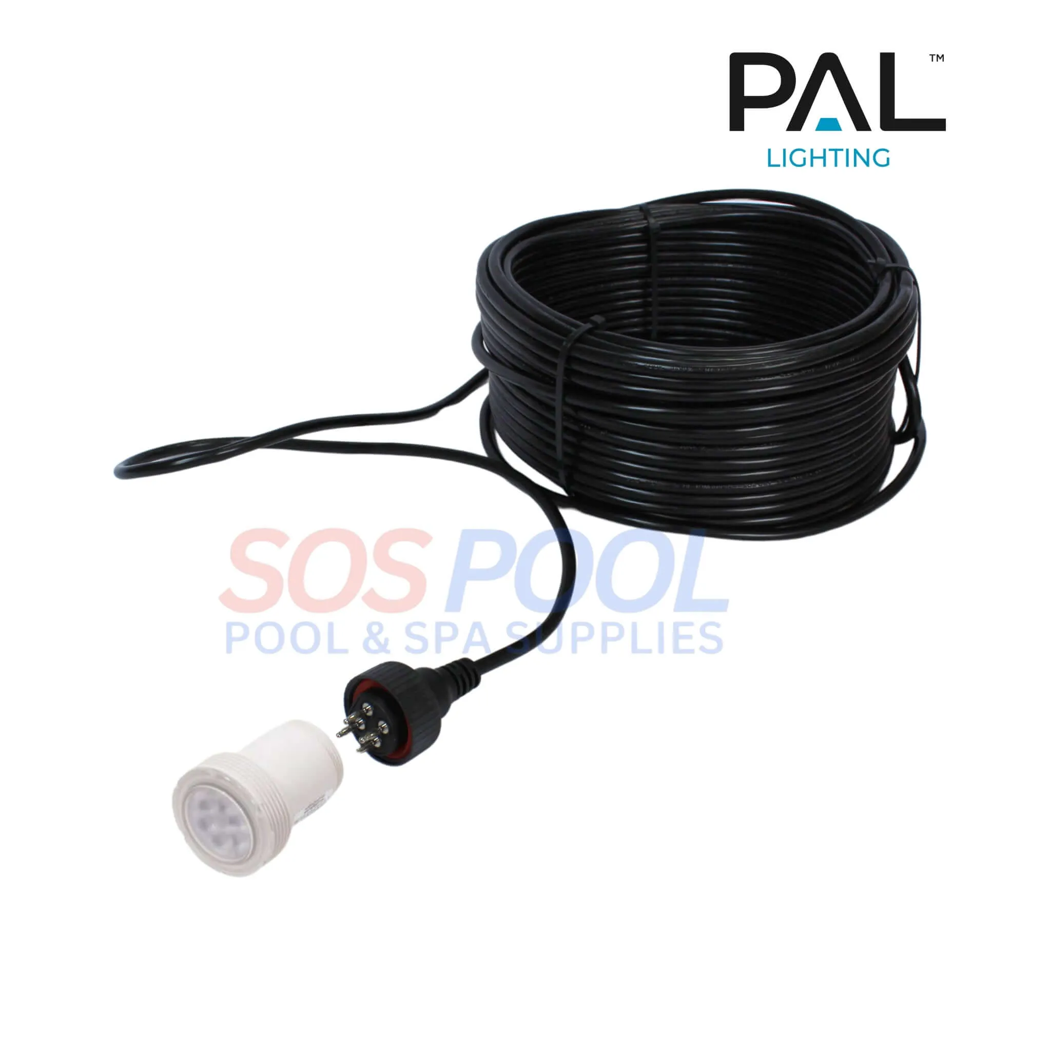 PAL Lighting Treo Mini Multi Color LED Nicheless Pool and Spa Light | 150ft Cable | 64-EGTSM-150