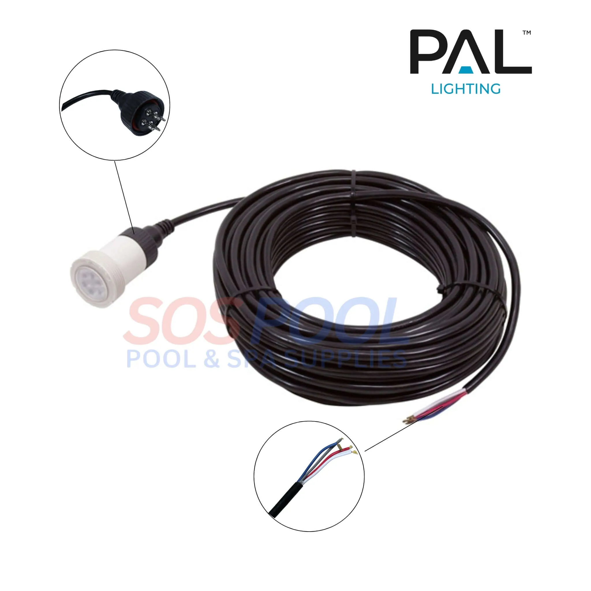 PAL Lighting Treo Mini Multi Color LED Nicheless Pool and Spa Light | 80ft Cable | 64-EGTSM-80