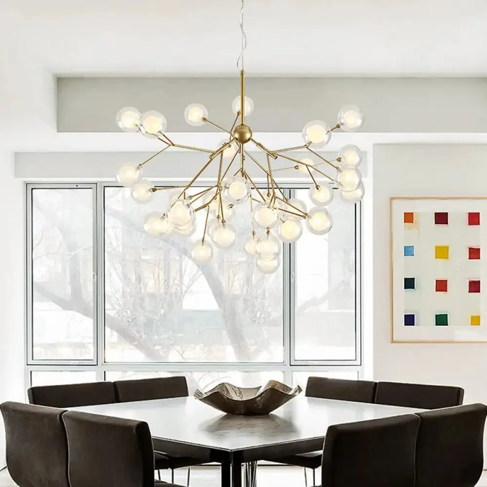 Postmodern Firefly Pendant Lamp with Double Glass Bubbles, Ideal for Restaurants