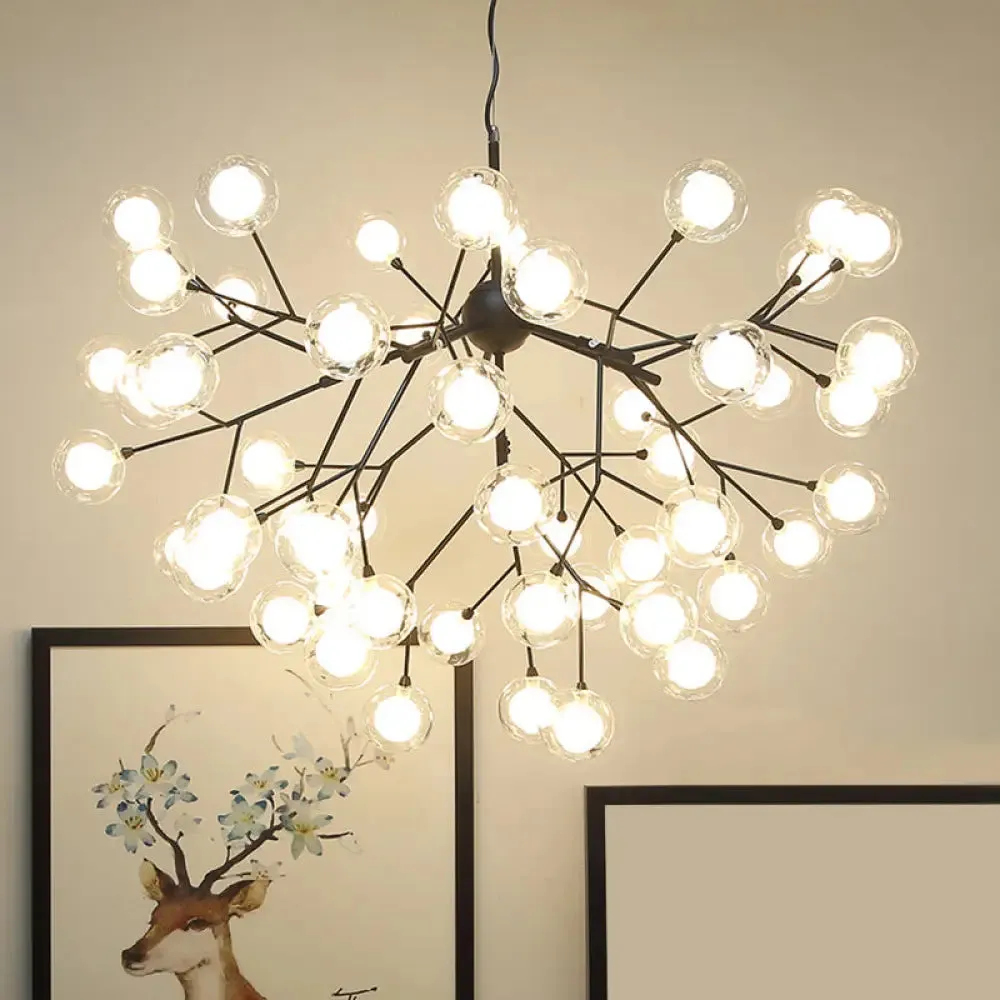 Postmodern Firefly Pendant Lamp with Double Glass Bubbles, Ideal for Restaurants