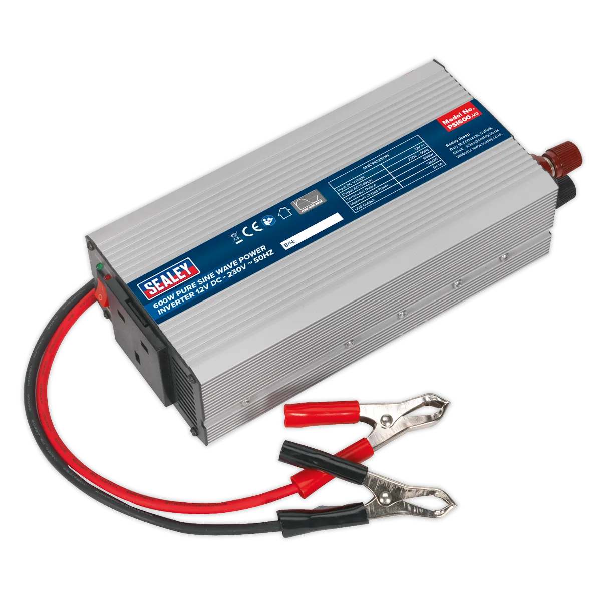 Power Inverter Pure Sine Wave 600W 12V DC - 230V 50Hz