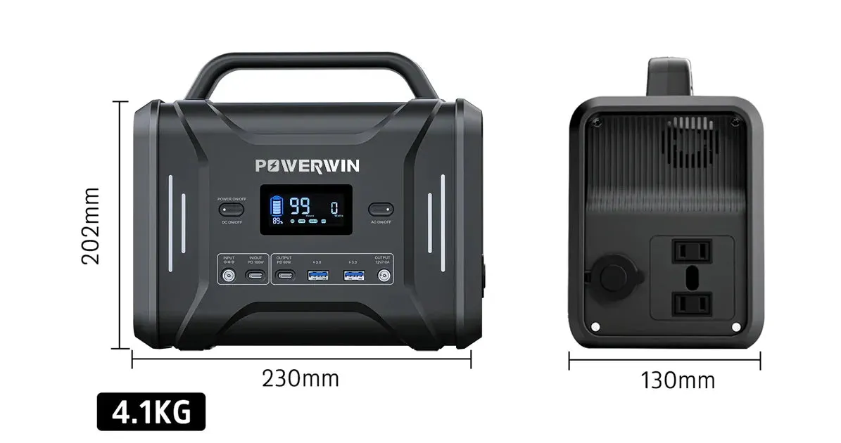 POWERWIN 320Wh Portable Power Station PPS320 Solar Generator 300W LiFePO4 Battery PD100W Fast Charge Gas Boiler, Camping, Medical Inverter